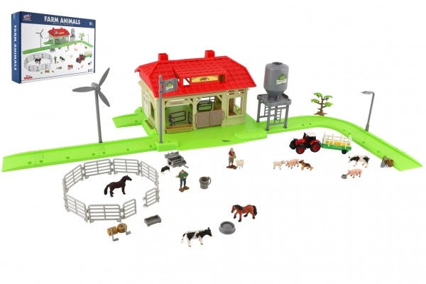 E-shop Teddies Sada domáca farma so zvieratami a traktorom s doplnkami v krabici 48x31x9cm