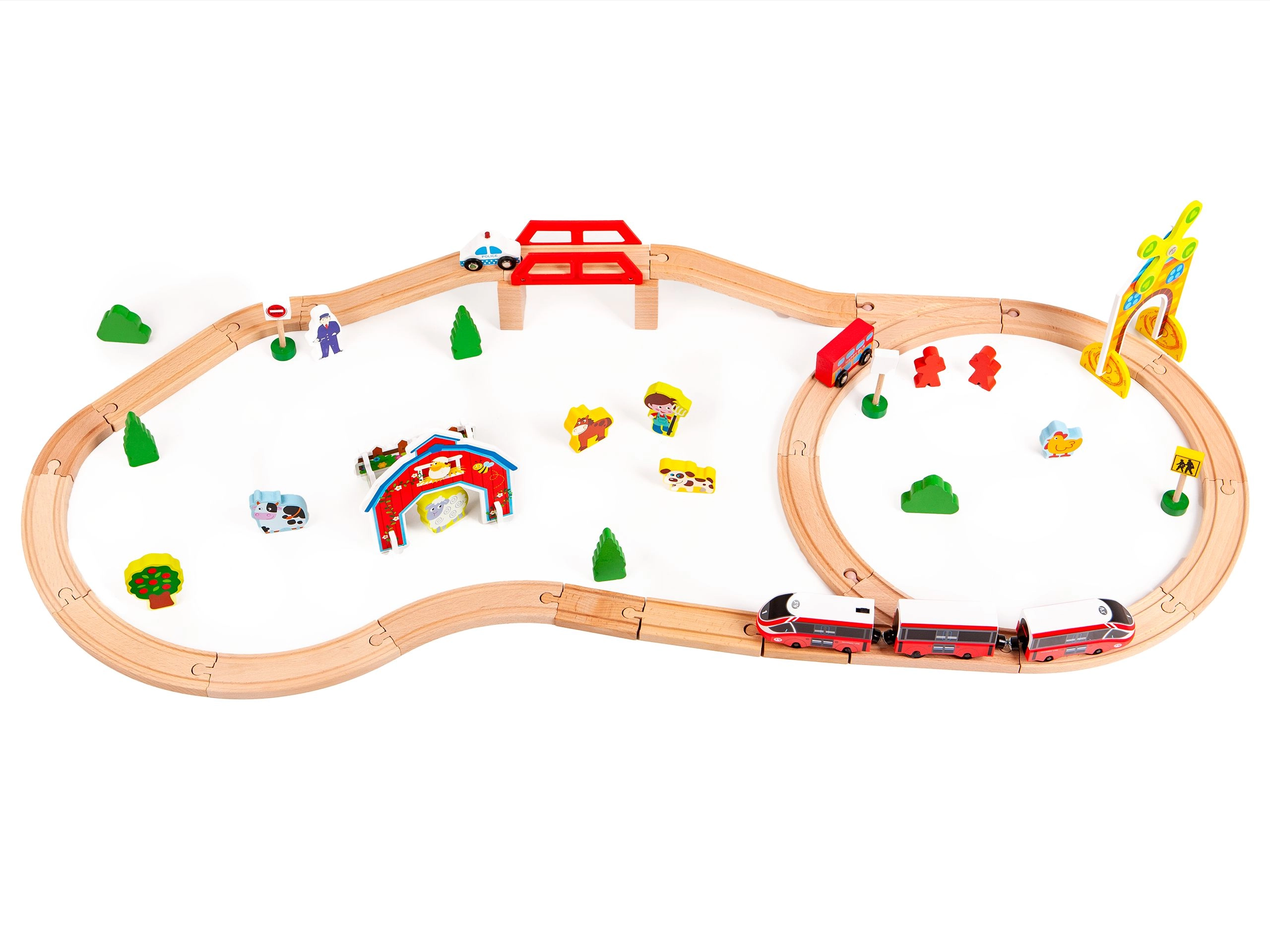 Drevená železnica na batérie - Farma Ecotoys