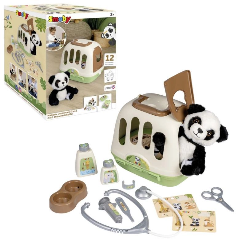 E-shop SMOBY Veterinární výbava s pandou a přepravním boxem 2v1