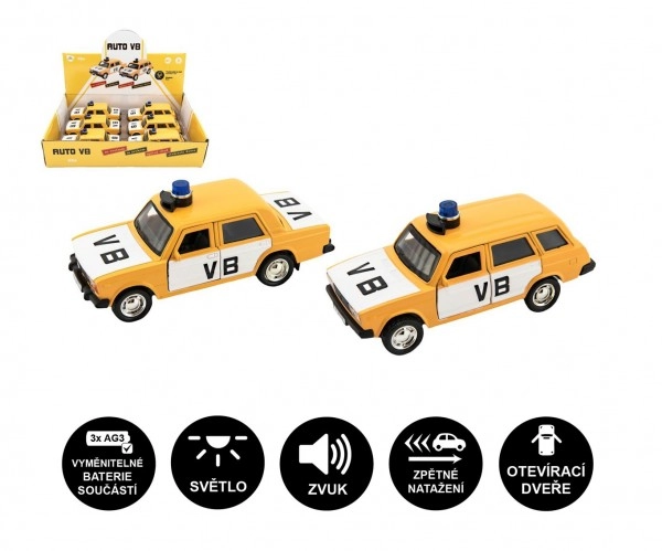 E-shop Teddies Policejní auto VB combi kov/plast 11,5cm na zpětné natažení na baterie se zvukem
