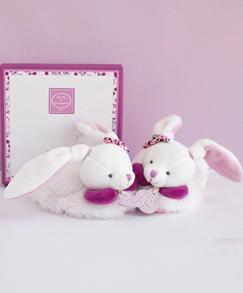 E-shop Doudou et Compagnie Paris Doudou Dárková sada Sada botiček s chrastítky králíček