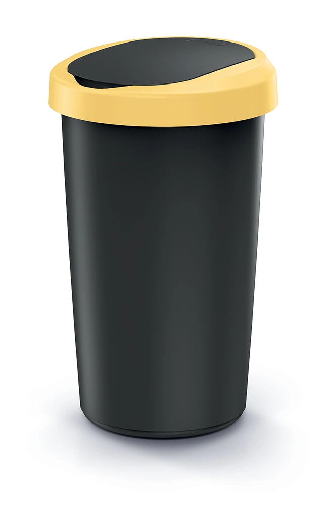 E-shop Prosperplast Odpadkový kôš COMPACTA R FLAP recyklovaný čierny so svetložltým vekom 25 l