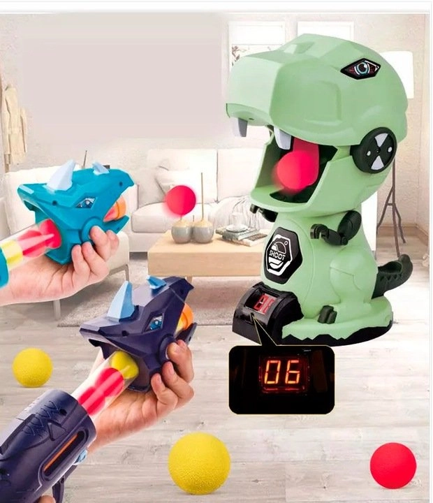 E-shop KIK střílející sada 2 pistole na pěnové míčky s terčem ve tvaru dinosaura