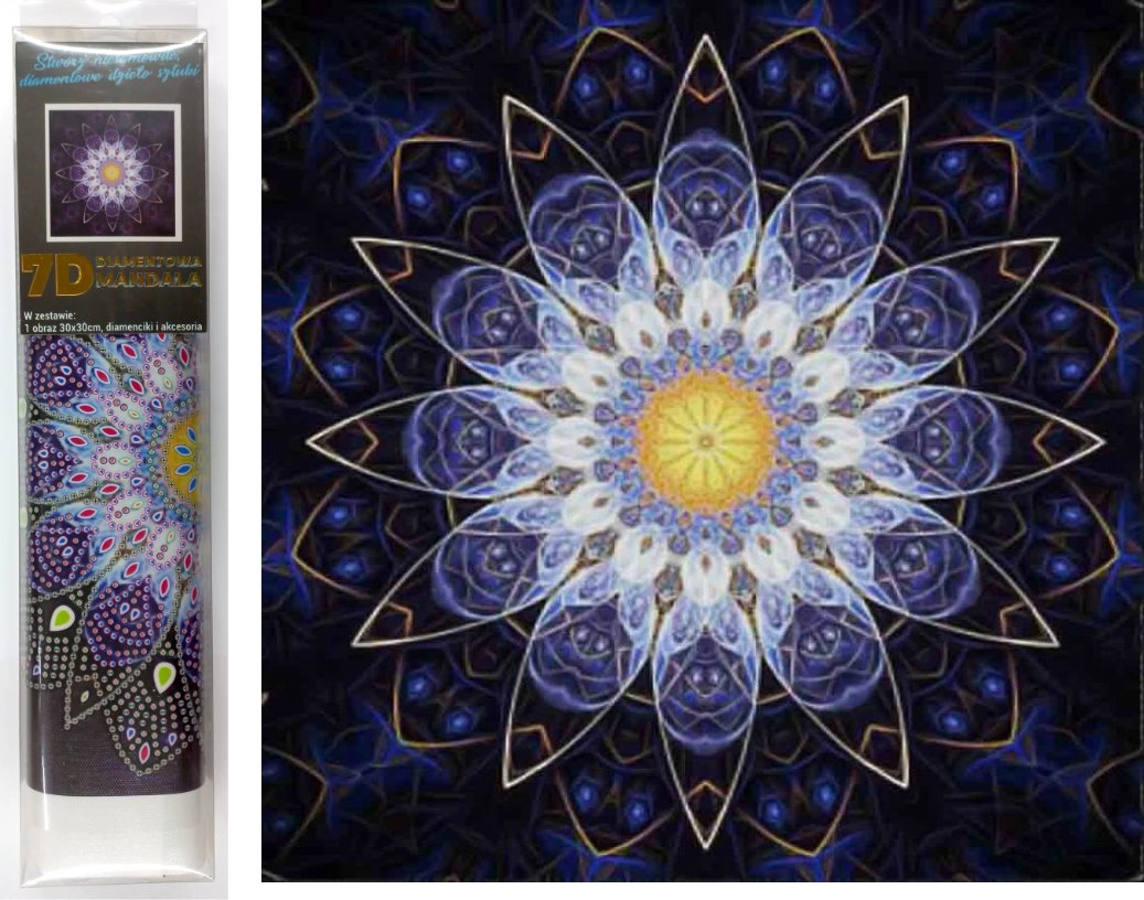 E-shop Norimpex Diamantové maľovanie 7D Modrá mandala 30 x 30 cm