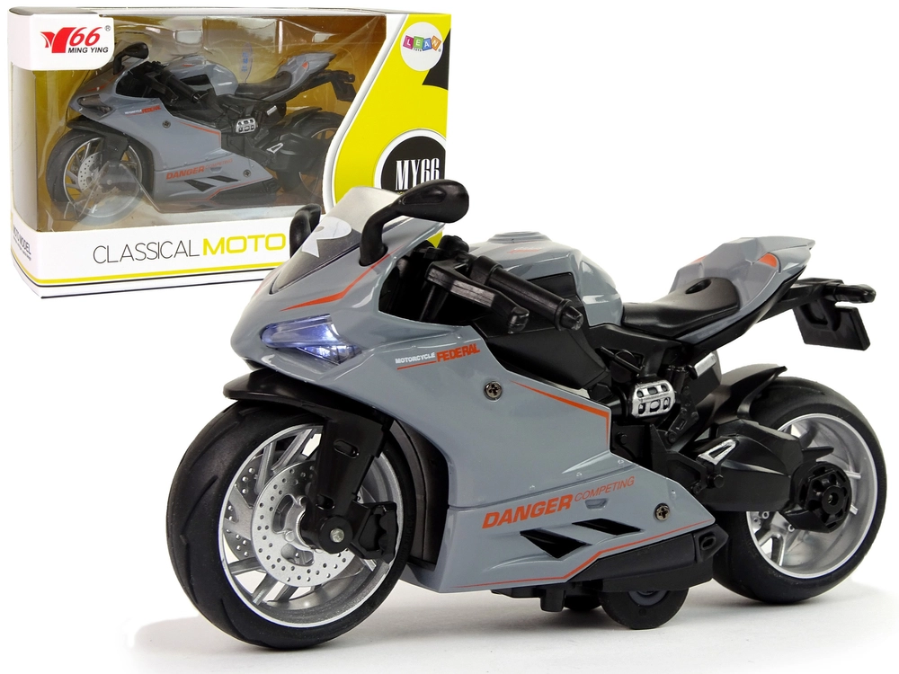 Motocykel Športový Model 1:12 s Pohonom Pull-Back, Zvukom a Svetlami