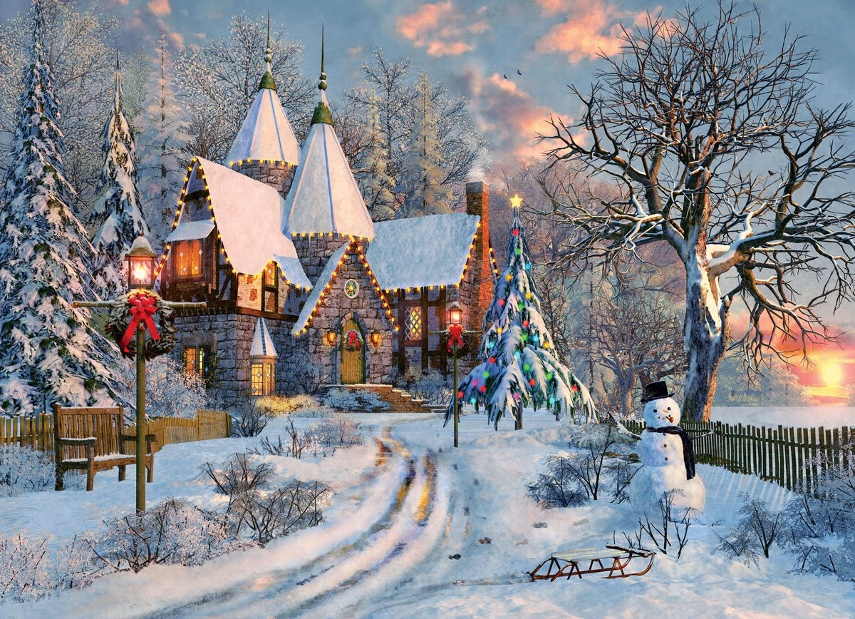E-shop Puzzle EUROGRAPHICS Vianočná chalupa 1000 dielikov