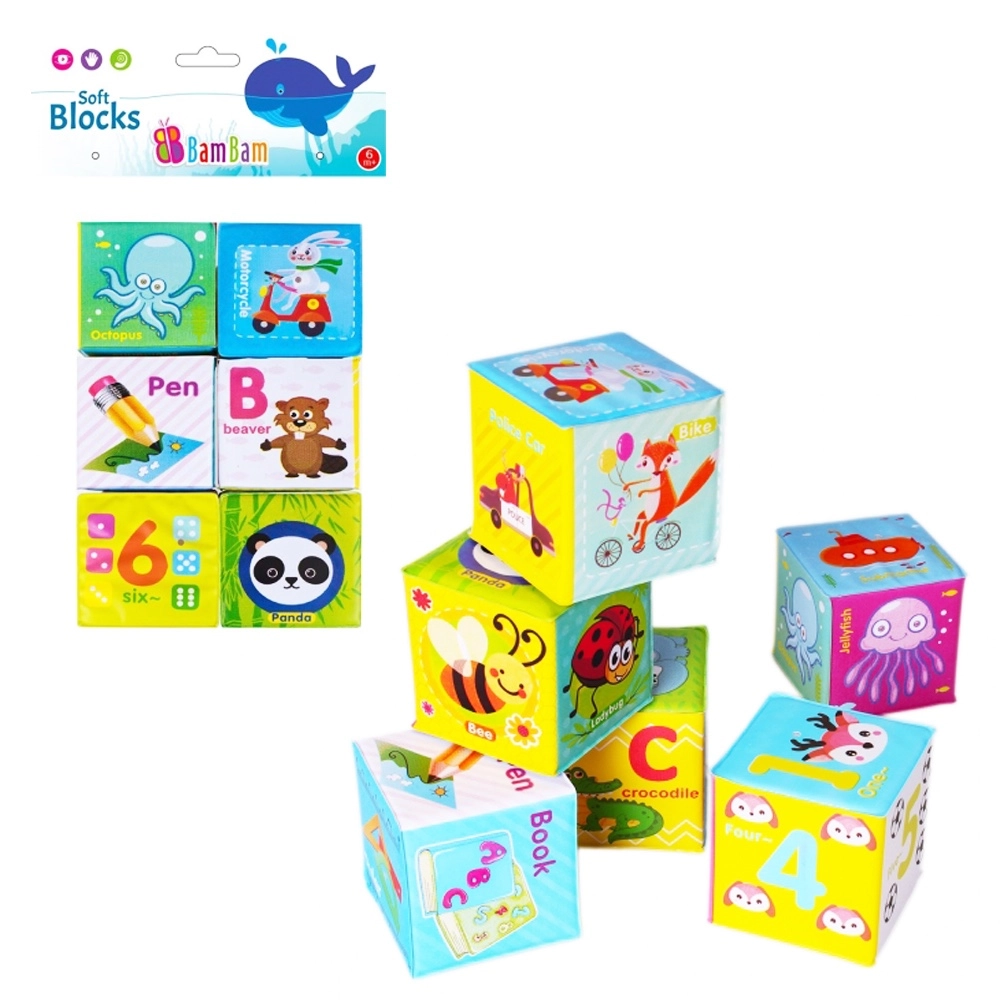 Mäkké stavebné kocky Bam Bam 6 ks
