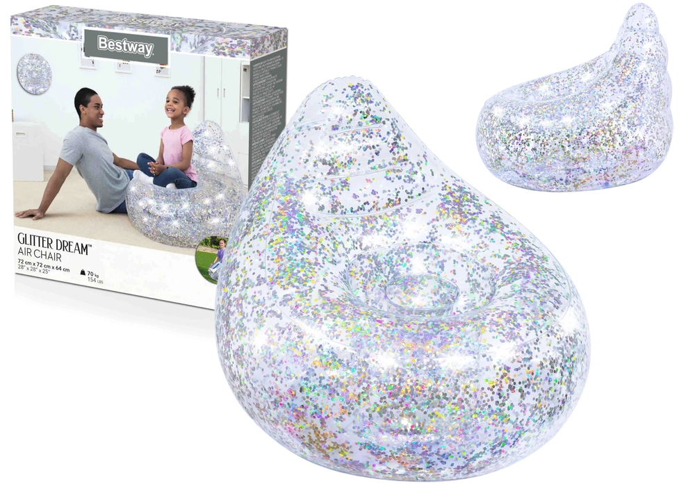 Bestway nafukovacie trblietavé kreslo 72 x 72 x 64 cm 75105