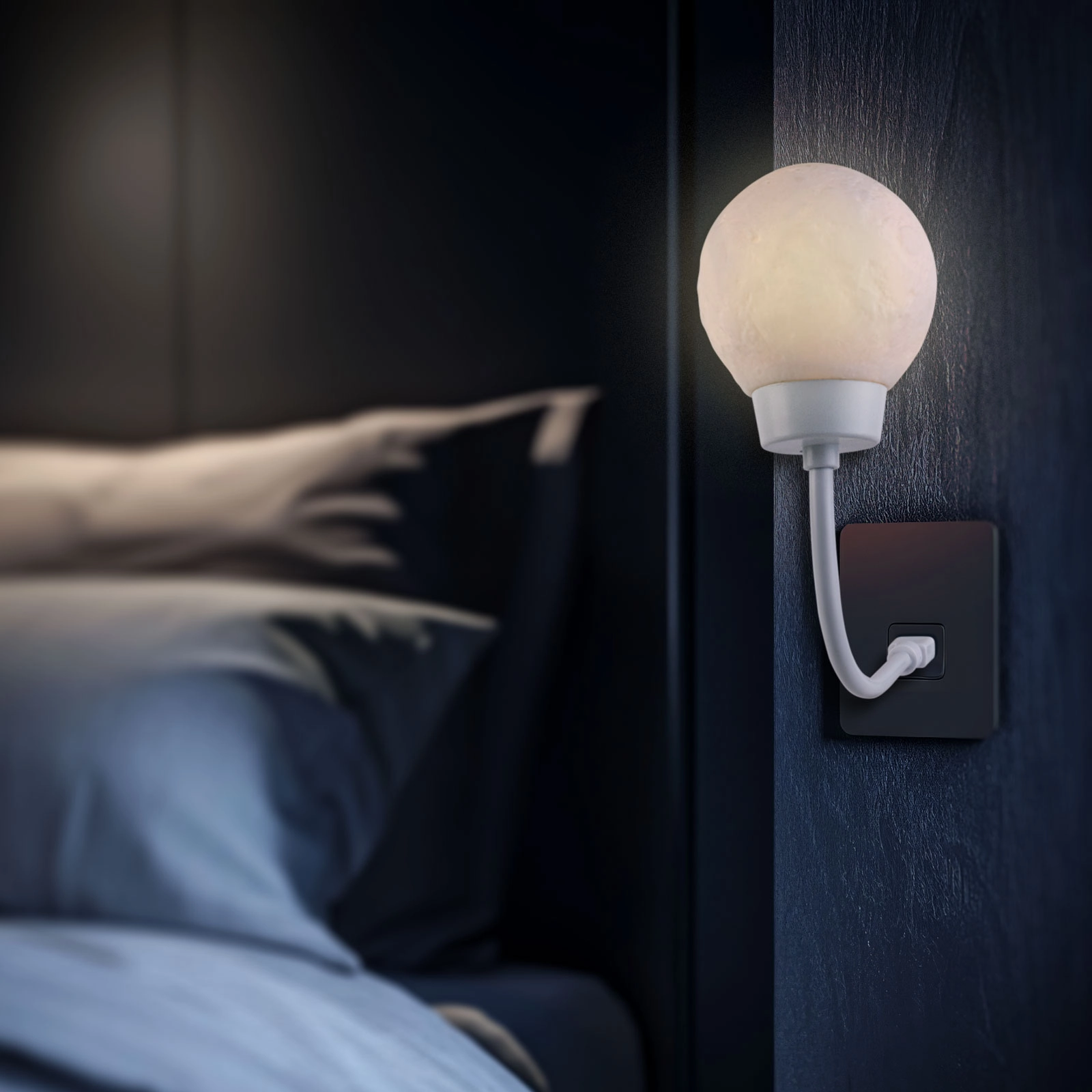 Nočná mesačná lampa s teplým bielym svetlom USB