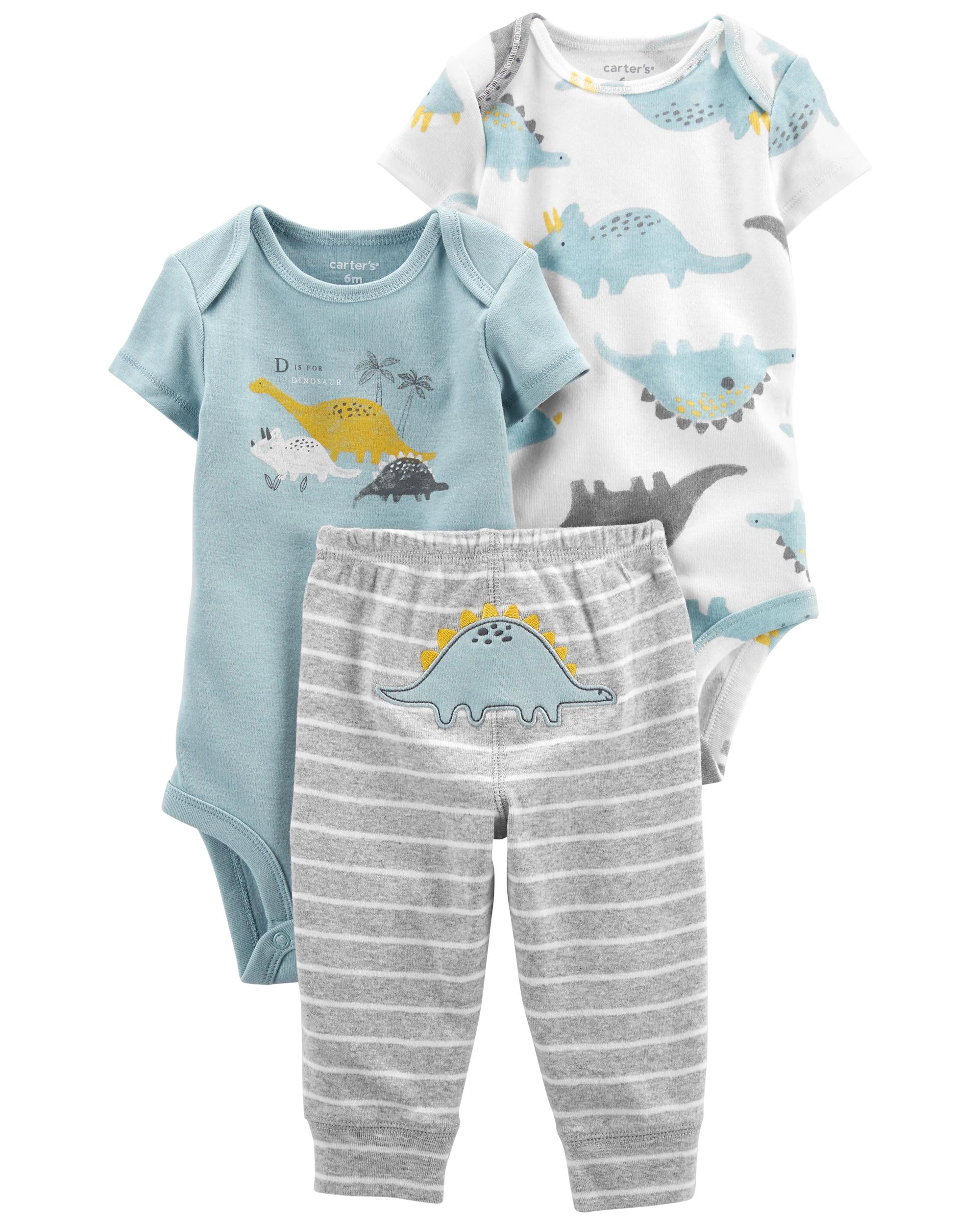 E-shop Carter's Set 3dielny body kr. rukáv 2ks tepláky Blue Dino chlapec LBB