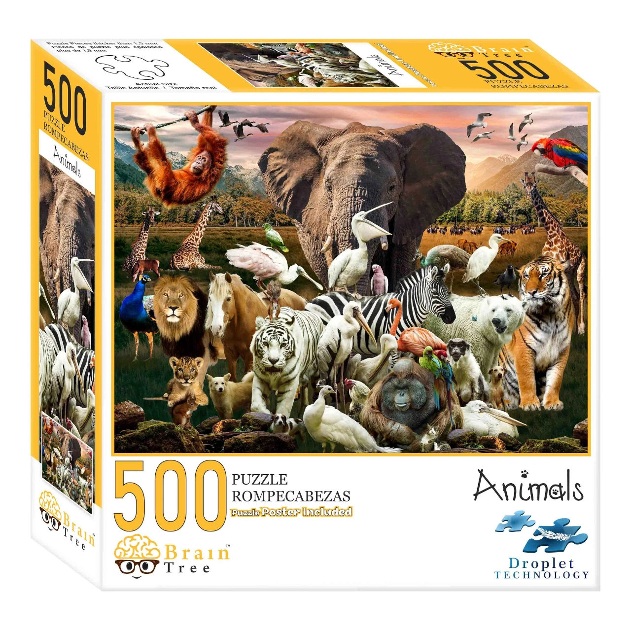 E-shop Puzzle Brain Tree zvieratá 500 dielikov s plagátom
