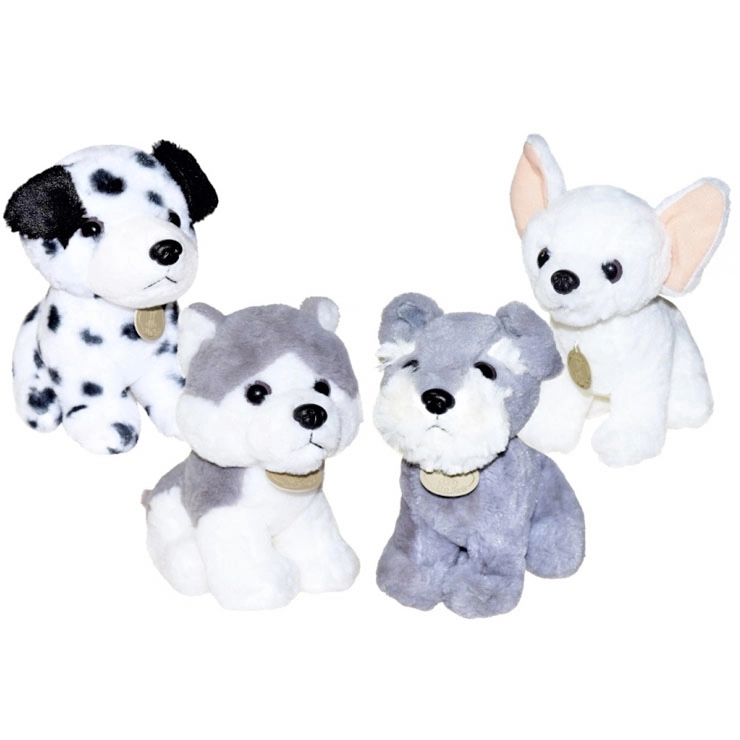 Plyšový sediaci psík 20 cm – dalmatín, husky, bradáč alebo biely