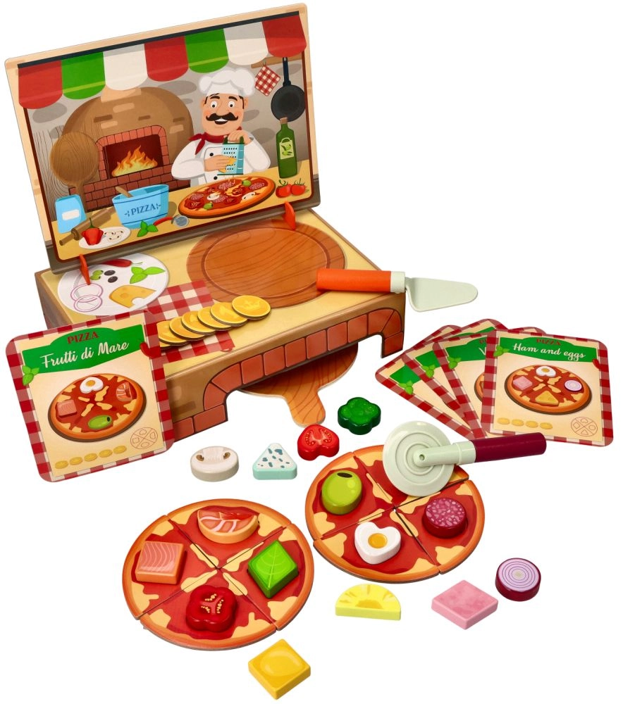 E-shop Woody Pizzeria Carlo didaktická hra s vkladacími tvarmi