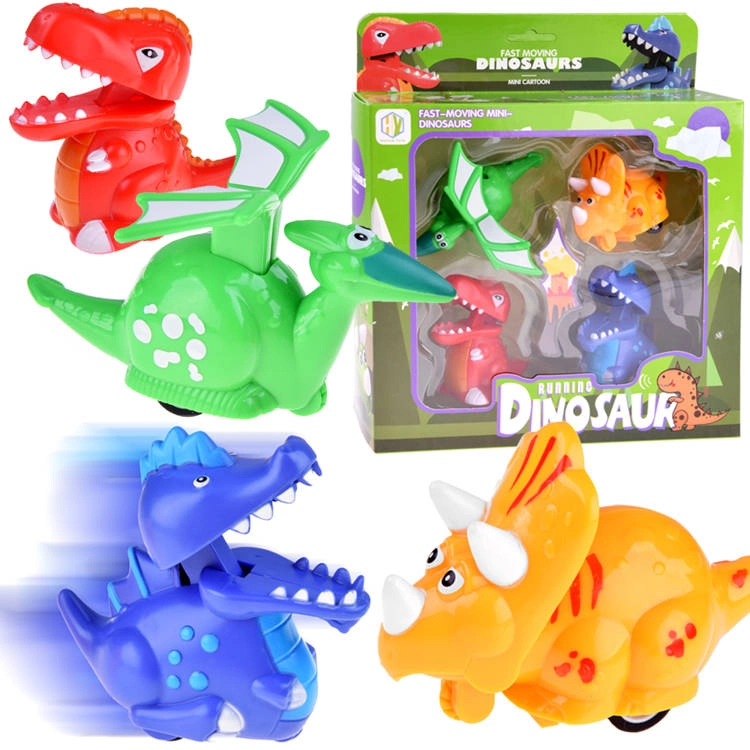 Sada jazdiacich dinosaurov 4 ks s naťahovacím pohonom