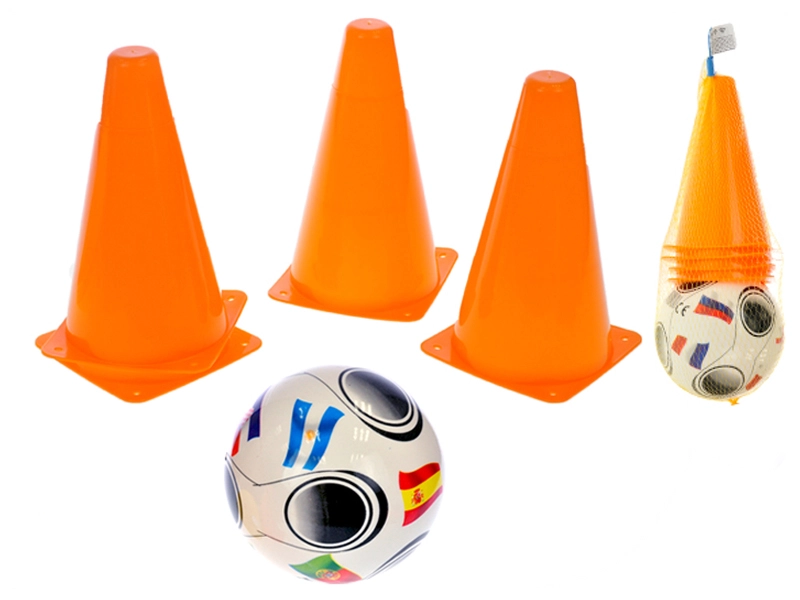 E-shop Futbalové kužele 18 cm 4 ks s loptou 23 cm + méty 4 ks