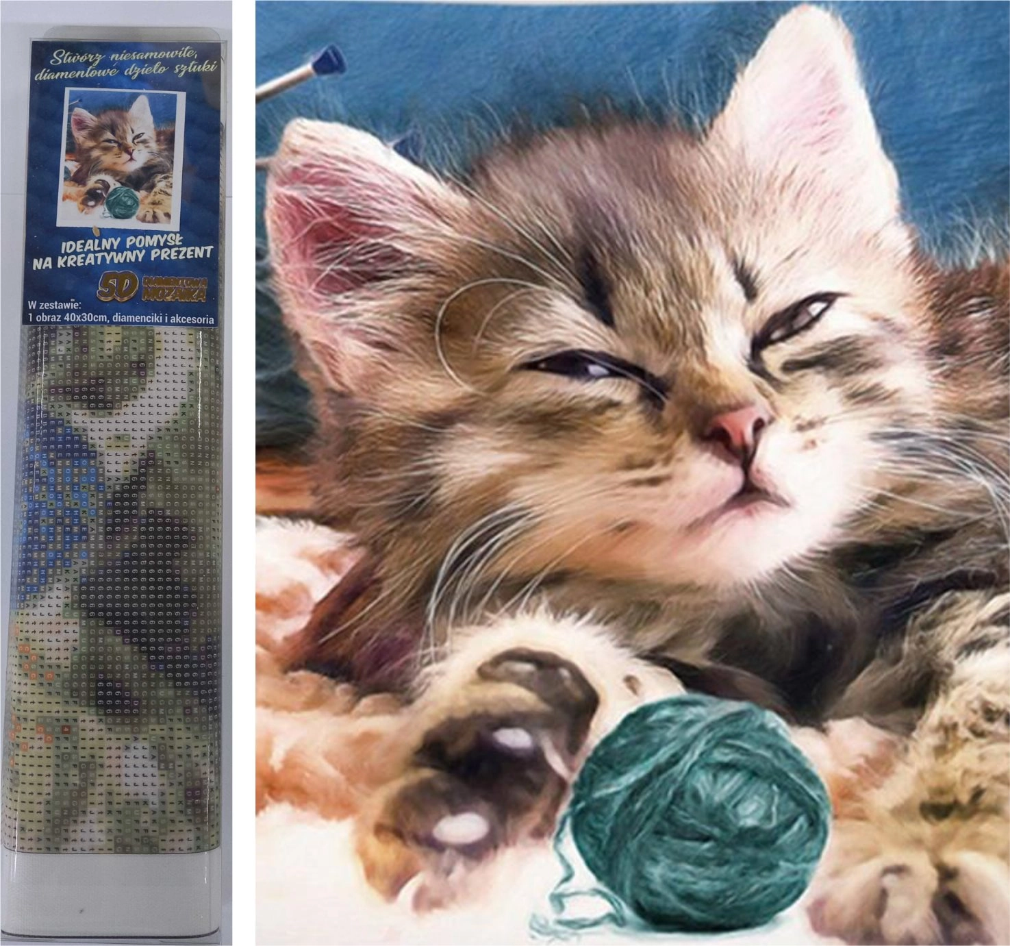 E-shop Norimpex Diamantové maľovanie Mačiatko s klbkom 30 x 40 cm