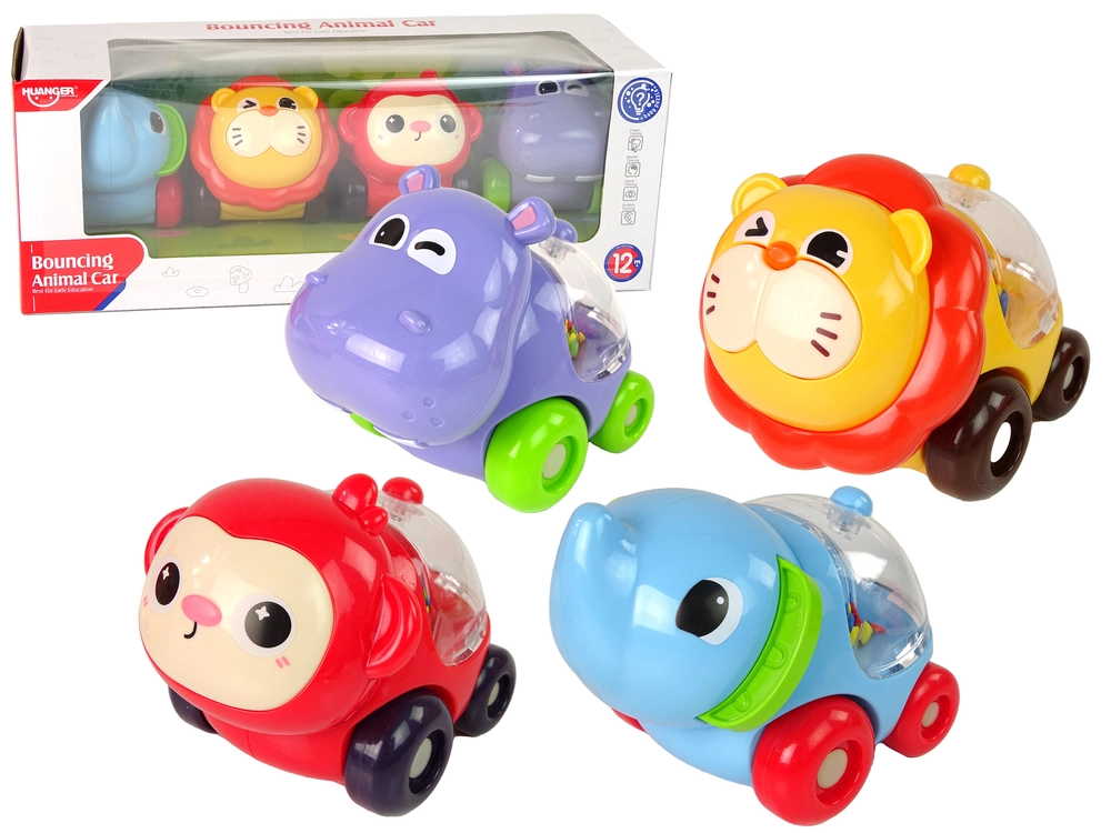 E-shop Lean Toys Sada farebných vozidiel Zvieratká s loptičkami