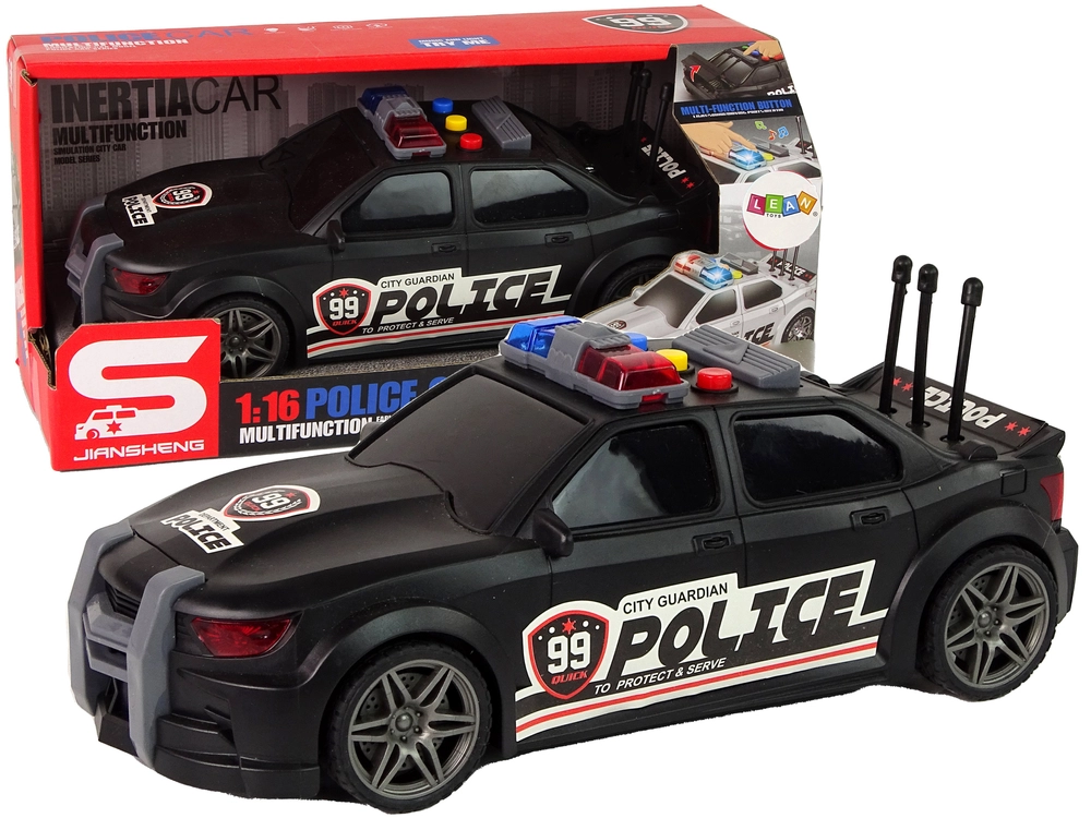 E-shop LEAN TOYS Policajné športové auto čierna 1:16
