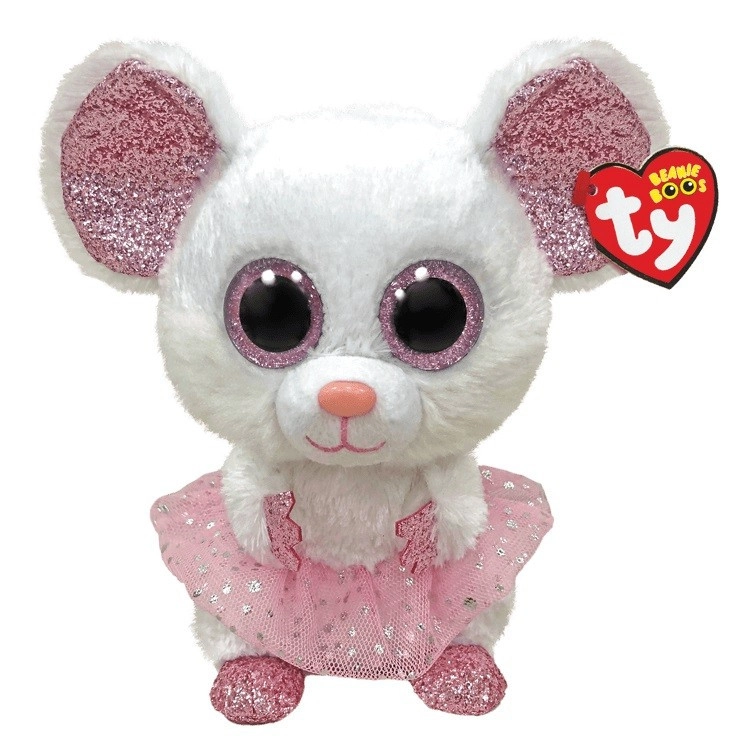 Plyšová myška TY Nina – biela balerína 24 cm