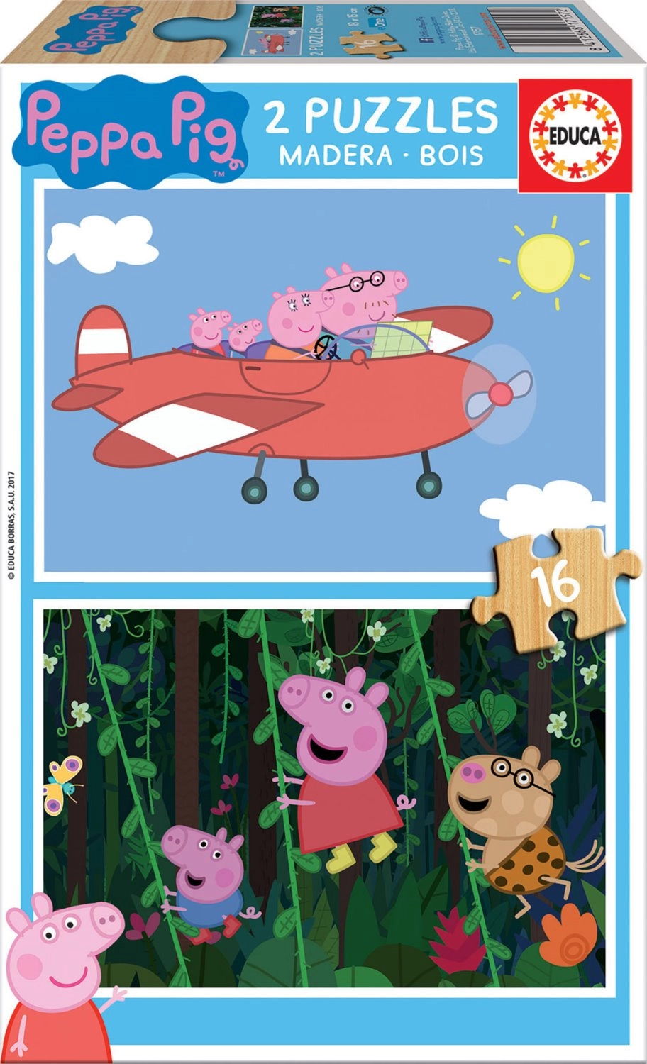E-shop EDUCA Dřevěné Prasátko Peppa 2 x 16 dielov