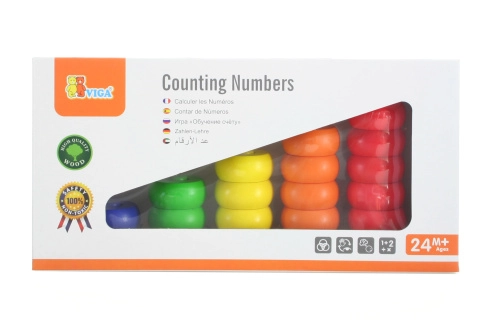 Drevené počítadlo s farebnými krúžkami VIGA