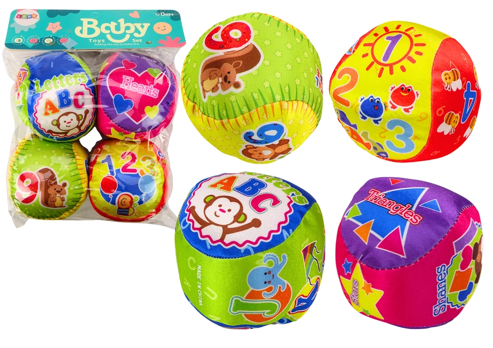E-shop Lean Toys Sada mäkkých loptičiek s hrkálkou farebné 4 ks