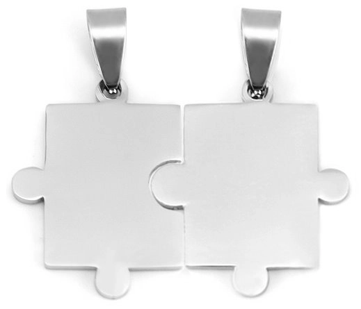 E-shop Oceľové partnerské prívesky Puzzle – hladké, 2 ks