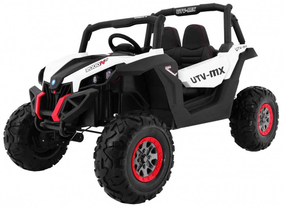 E-shop Detské elektrické buggy 4x4 s diaľkovým ovládaním, LED svetlami a MP3 – biele
