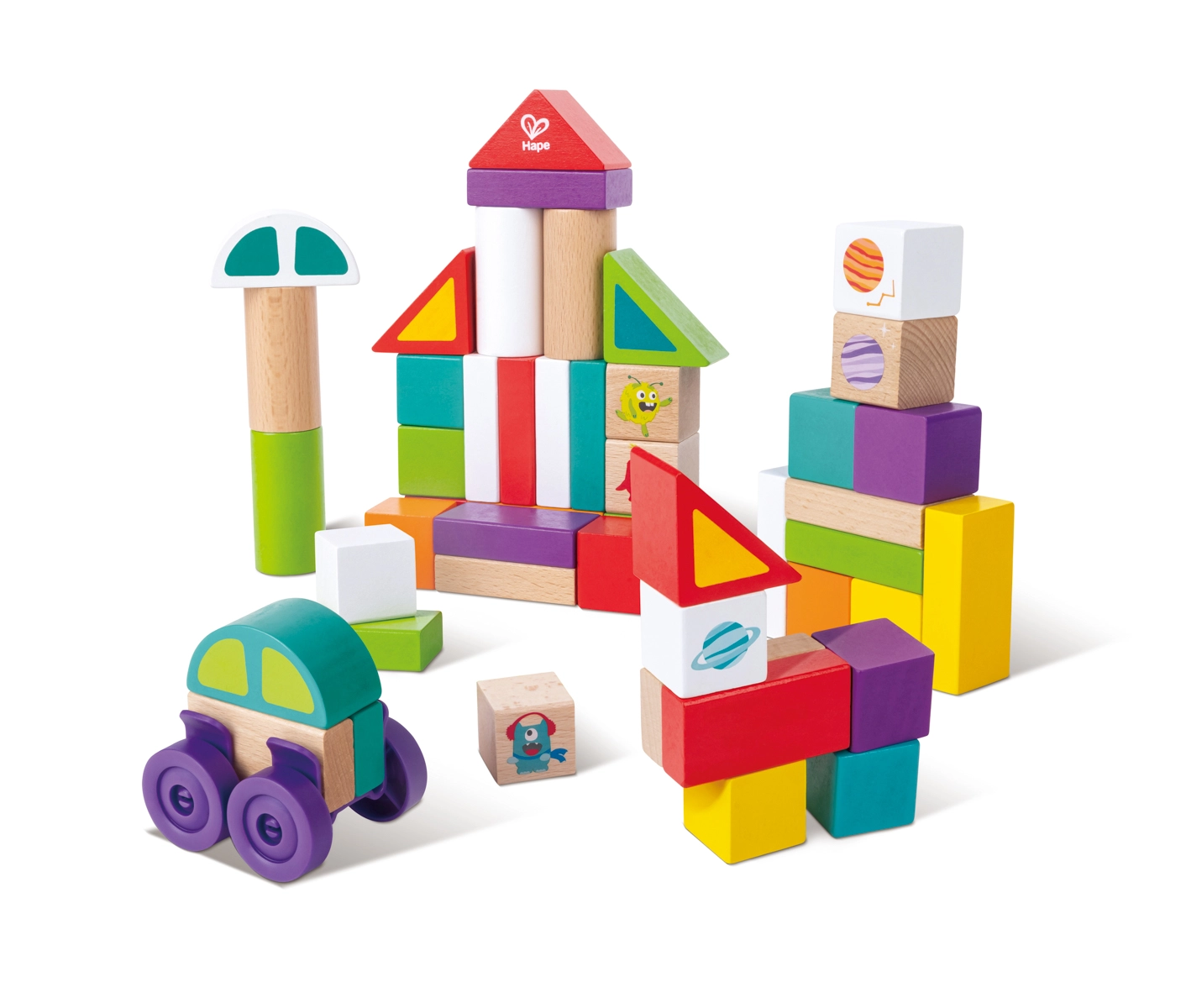 E-shop Hape Drevené kocky - Príšerky z vesmíru