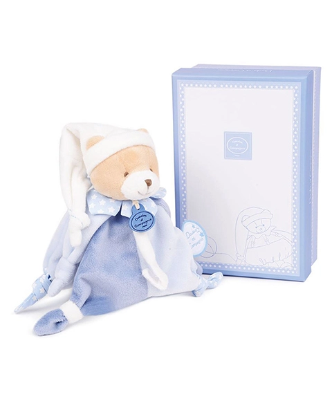 E-shop Doudou darčeková sada - Medvedík s úchytom na cumlík 17 cm