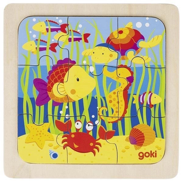 E-shop GOKI Drevené puzzle Pod vodou 9 dielikov