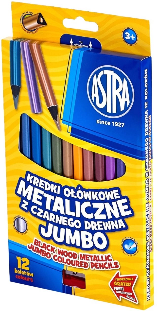 Astra metalické pastelky 12 ks so strúhadlom