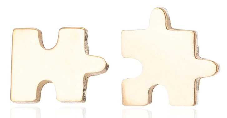 E-shop Pozlátené oceľové náušnice Puzzle