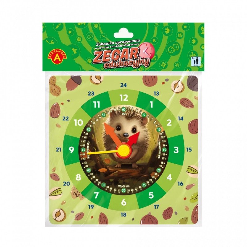 E-shop Vzdelávacie hodiny s ježkom na učenie času 23 × 23 cm