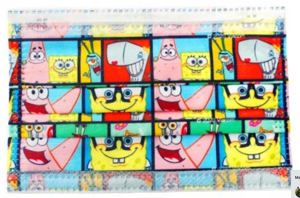Jednorazové detské rúško s motívom Spongebob v nohaviciach