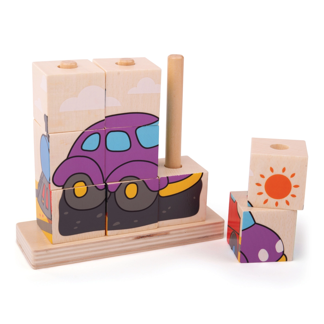 E-shop Bigjigs Baby Nasazovací kostky dopravní prostředky