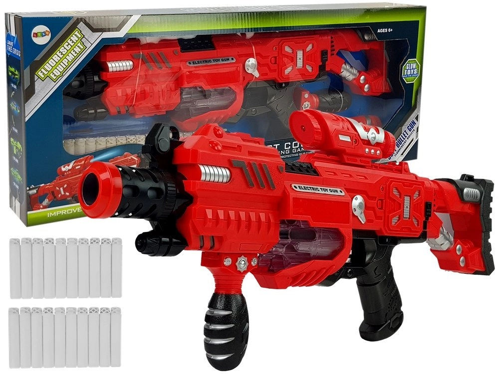 E-shop Lean Toys luminiscenčná pištoľ na penové náboje dosah 45m Minecraft červená
