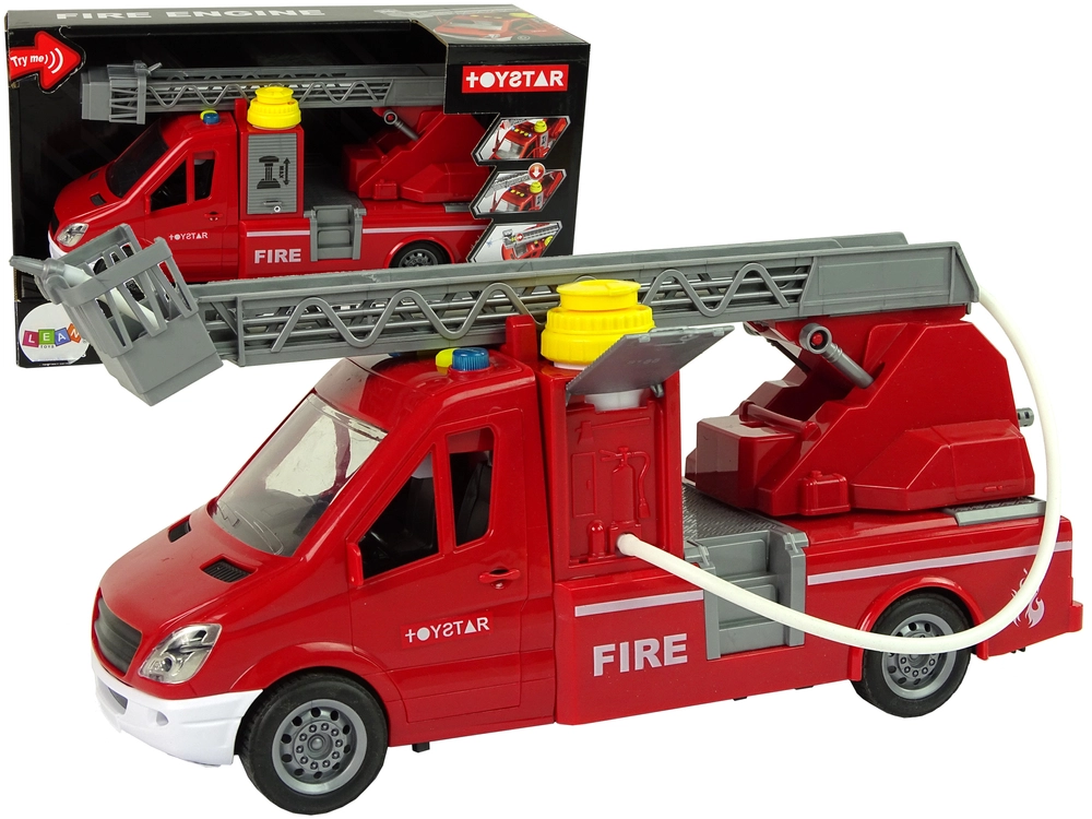 Lean Toys Hasičský automobil červená voda zvuky svetla