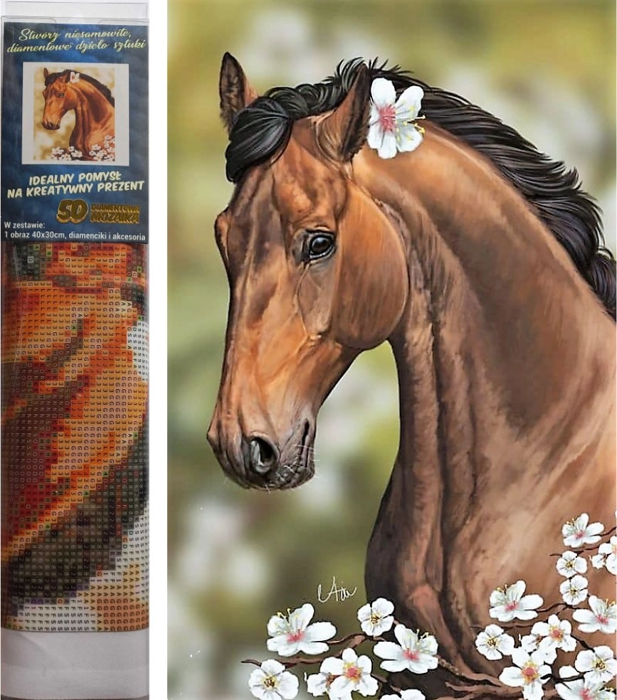 E-shop Norimpex Diamantové maľovanie Kôň s kvetinami 30 x 40 cm