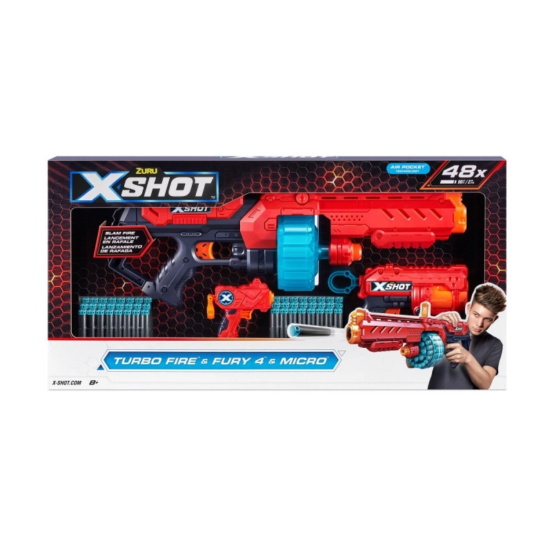 E-shop Zuru X-Shot Excel Combo Pack Turbo Fire amp; Fury 4 amp; Micro