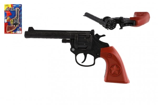 E-shop Teddies Revolver/pistole na kapsle 8 ran plast 20cm na kartě 15x25x3cm