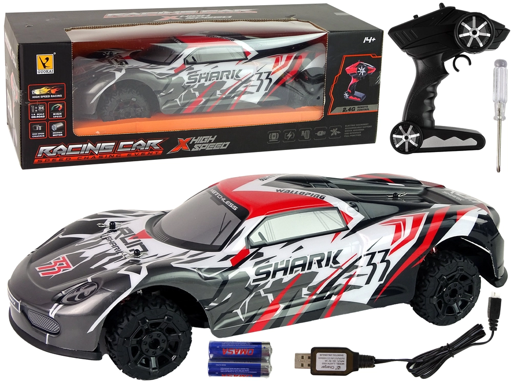 E-shop Športové auto R/C 1:8 sivobiele