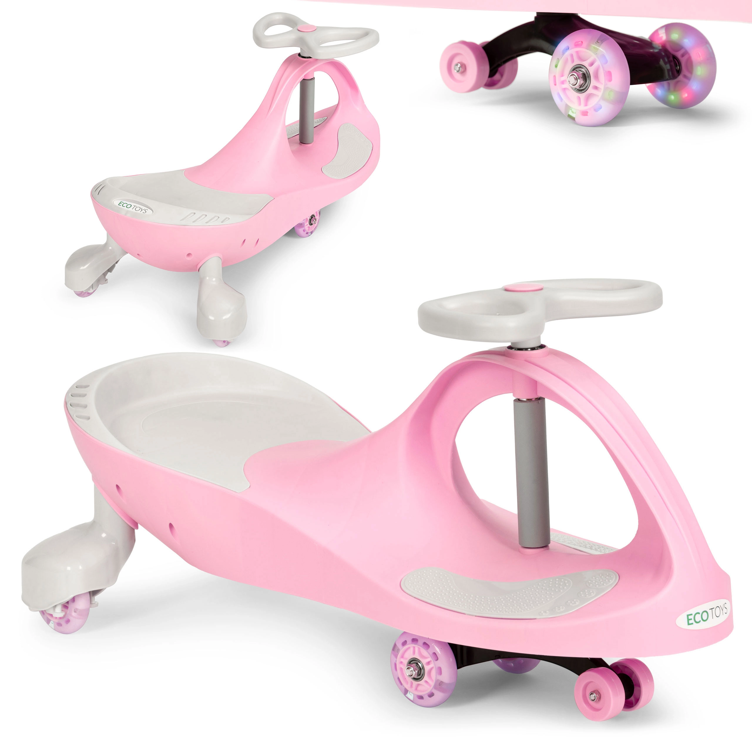 E-shop Odrážadlo wiggle car s LED kolesami ružové ECOTOYS