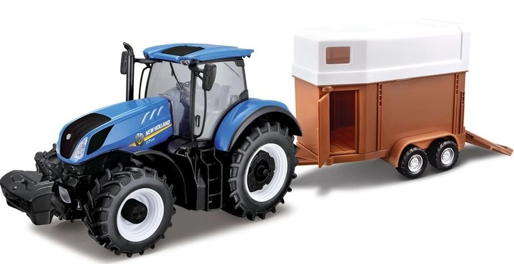 E-shop Bburago Farmársky Traktor New Holland s prívesom pre kone