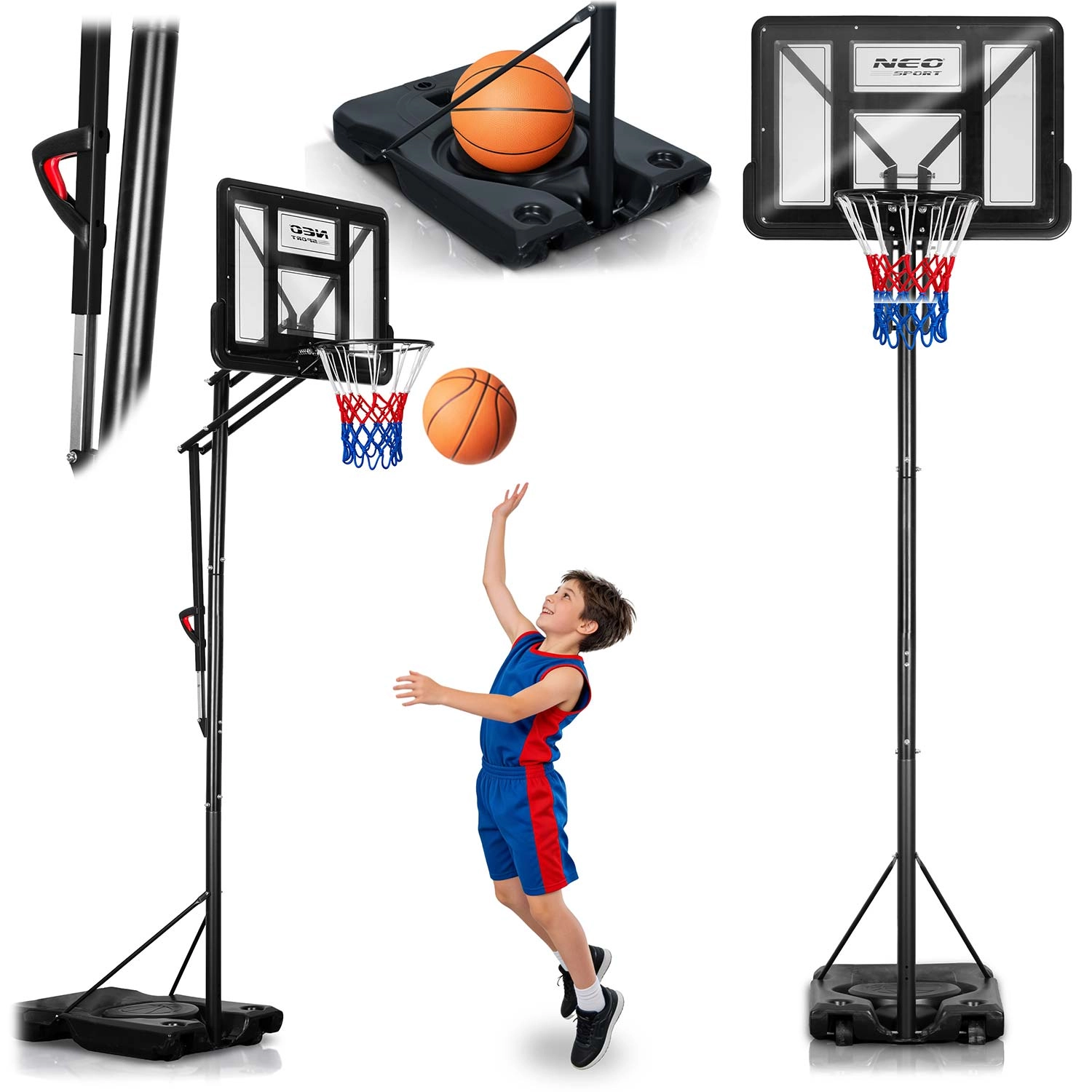 E-shop Nastaviteľný basketbalový kôš Neo-Sport 170 – 305 cm