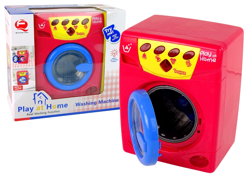 LEAN TOYS Práčka na batérie červená