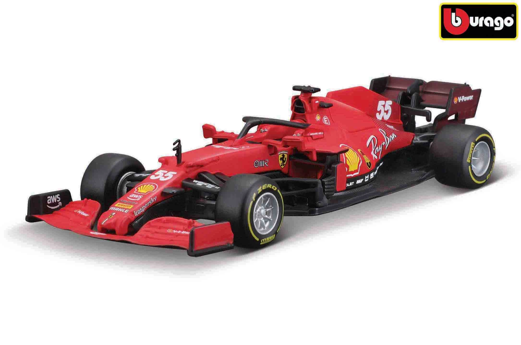E-shop Bburago Ferrari Racing F1 SF21 55 Carlos Sainz with helmet hard case BB36828nr55 1:43