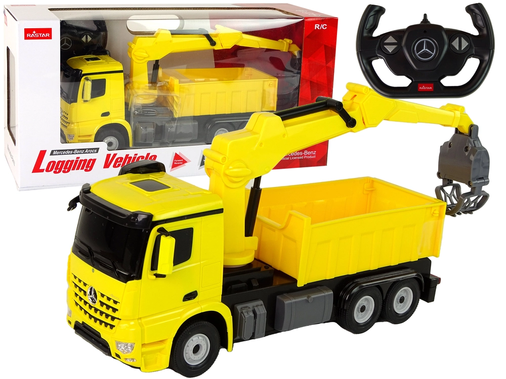 E-shop RC nákladný voz s chápadlom MERCEDES-BENZ Arocs Rastar – žltý