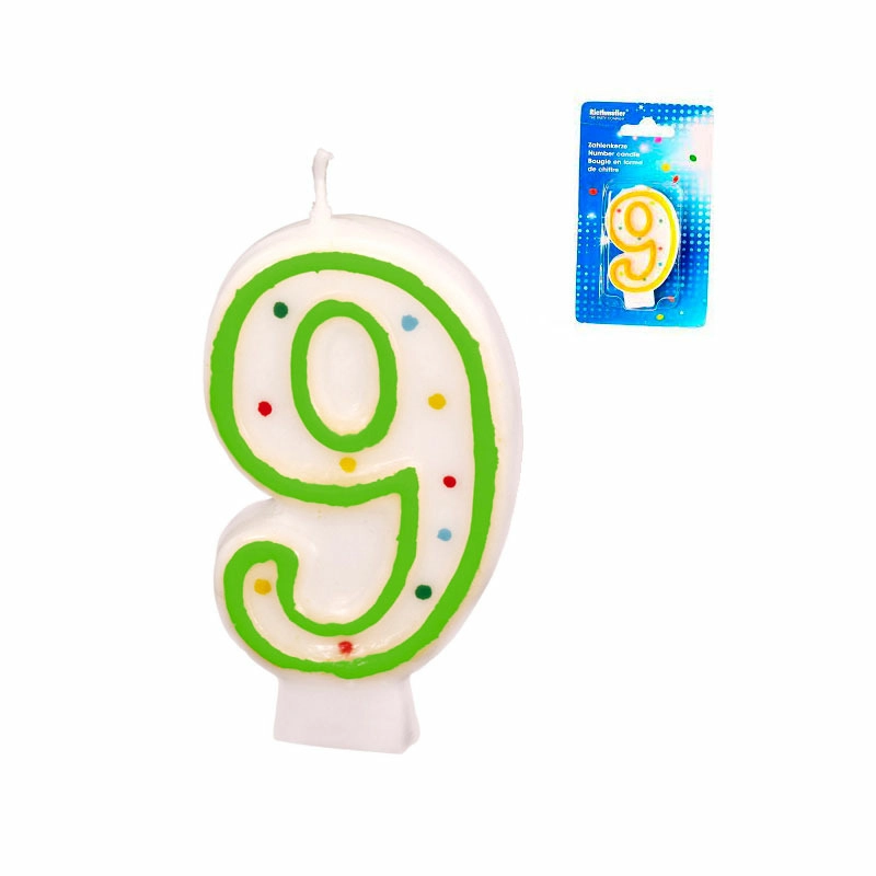 E-shop Narodeninová sviečka 7 3 cm s bodkami číslo 9 Amscan