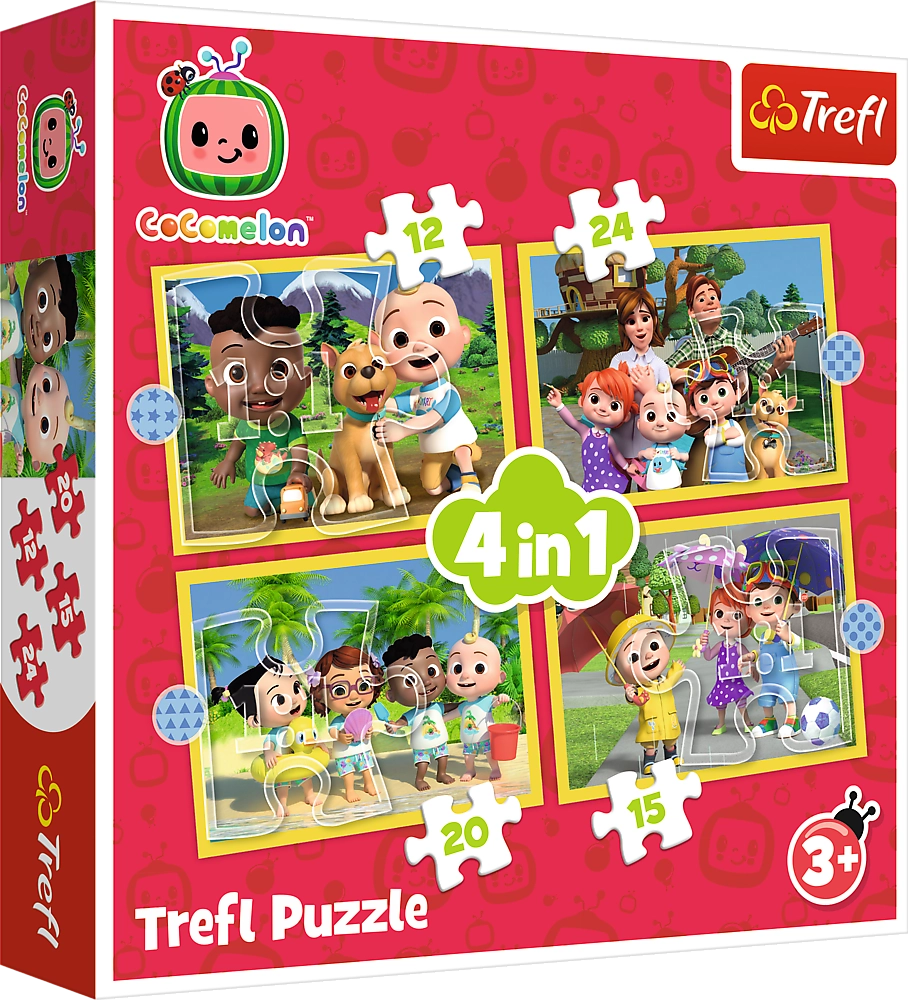 E-shop TREFL Cocomelon Seznamte se 4v1 12,15,20,24 dielov